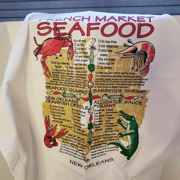 New Orleans French Market Seafood Recipe Apron - Picture 2 of 4